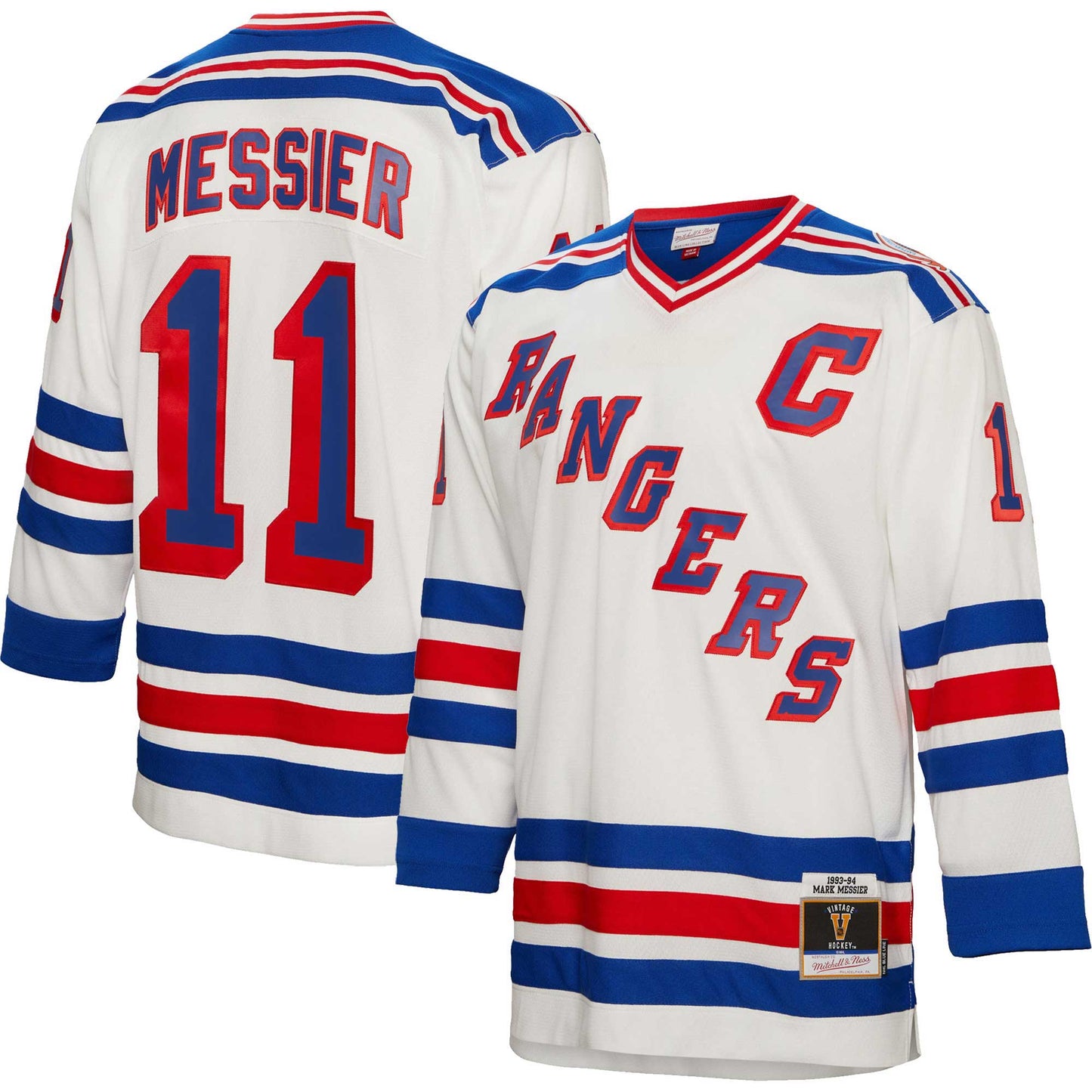 Mark Messier New York Rangers Mitchell & Ness 1993/94 Captain Patch Blue Line Player Jersey - White